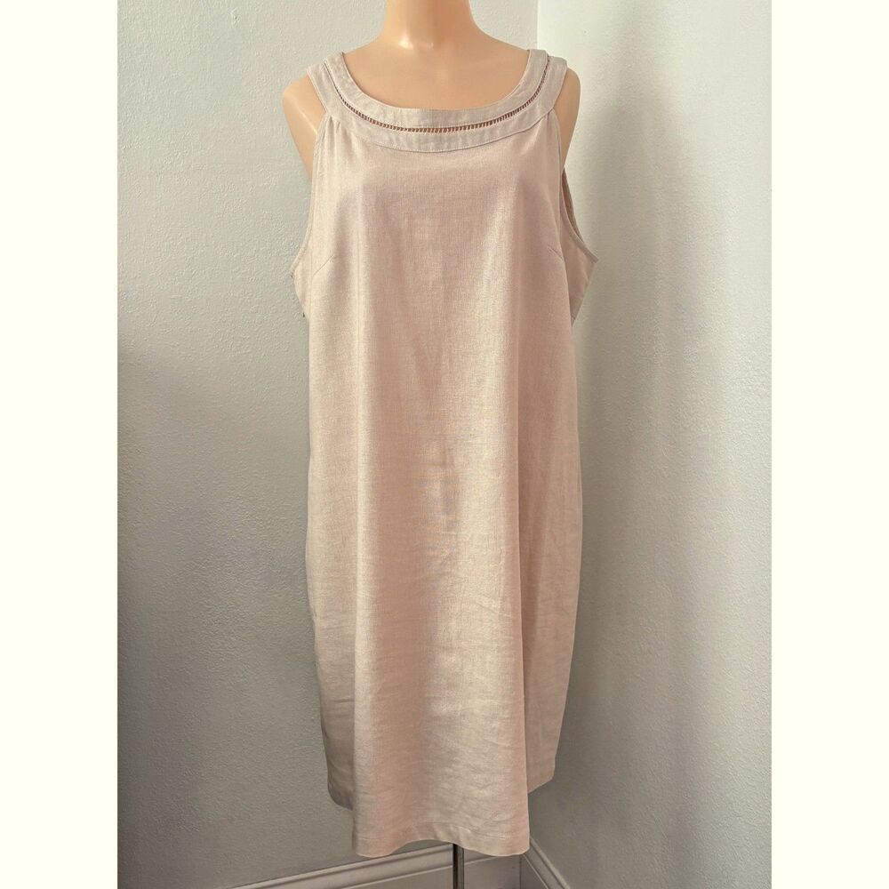 Charlie Paige Womens Old Money Linen Blend Shift Dress Large Minimalist Coastal
